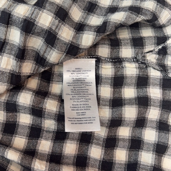 FAHERTY Olli Top - Moonlit Gingham S Black & Cream Checked Half Button Blouse - Picture 9 of 12